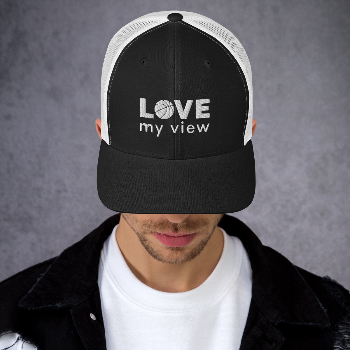 Trucker Hat—Basketball (white embroidery)