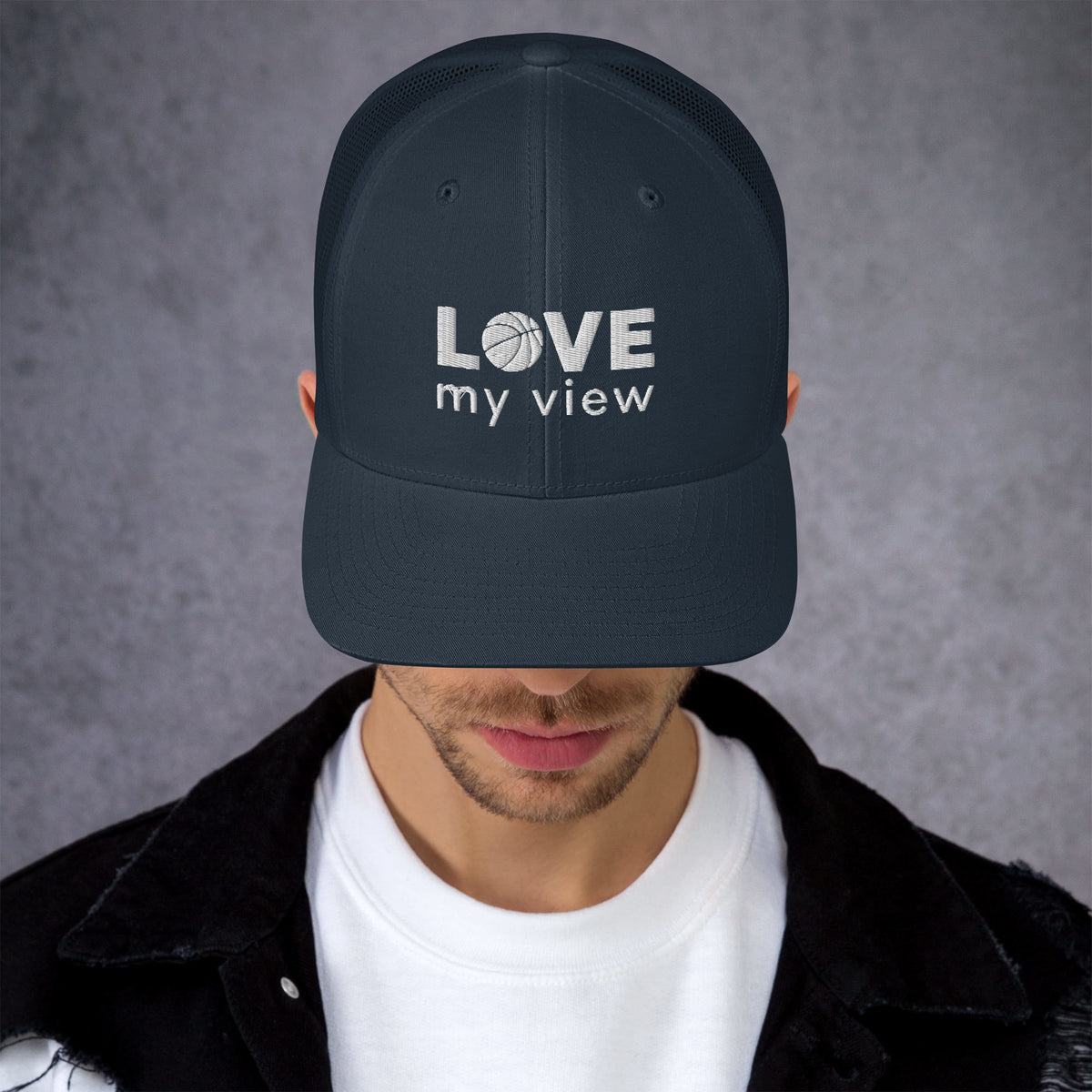 Trucker Hat—Basketball (white embroidery)